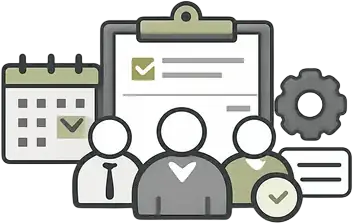 Illustration of managing team members and travel accounts