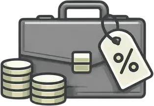Illustration of a briefcase with a discount tag for corporate rates