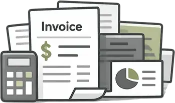 Illustration of a monthly travel invoice document